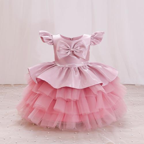 Polyester Slim & Princess Girl One-piece Dress PC