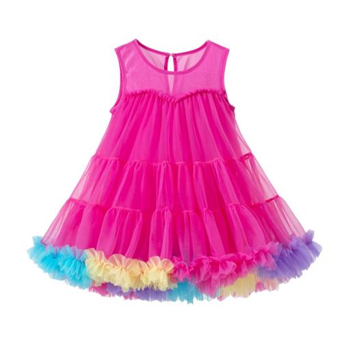 Polyester & Cotton Princess & Ball Gown Girl One-piece Dress patchwork PC