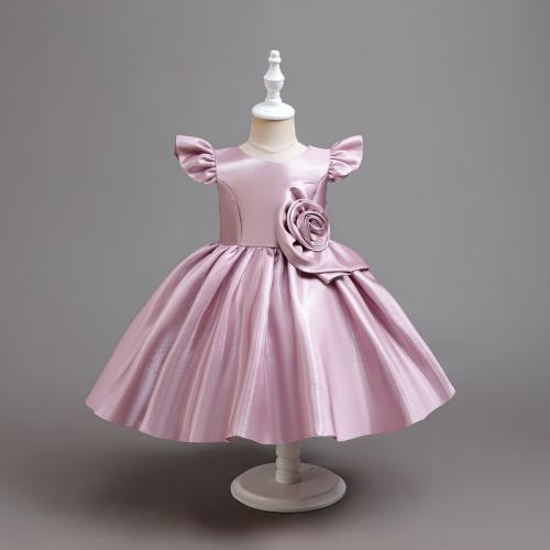 Polyester Soft & Princess Girl One-piece Dress large hem design Solid PC