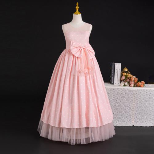 Gauze & Polyester & Cotton Slim & Princess & Ball Gown Girl One-piece Dress printed dot PC