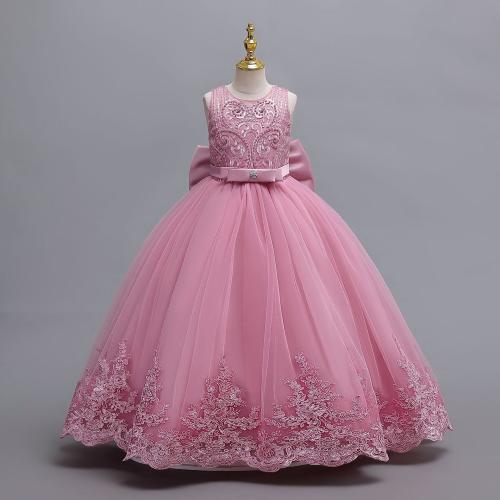 Gauze & Polyester lace & Princess Girl One-piece Dress large hem design Solid PC
