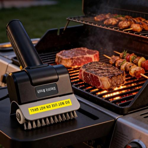 Engineering Plastics & Stainless Steel Electric Barbecue Cleaning Brush portable & Rechargeable black PC
