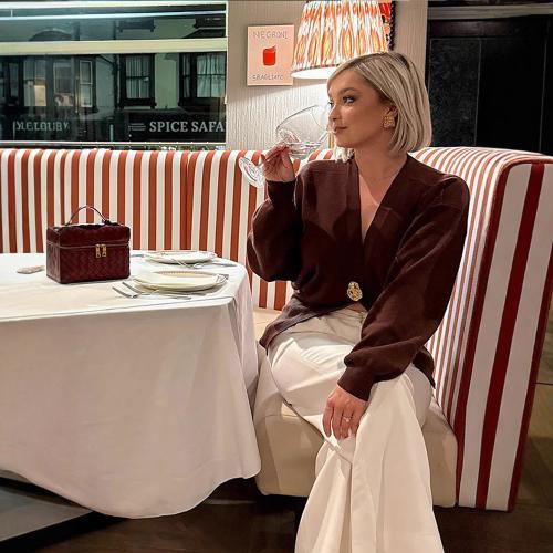 Polyester Women Cardigan & loose Solid brown PC