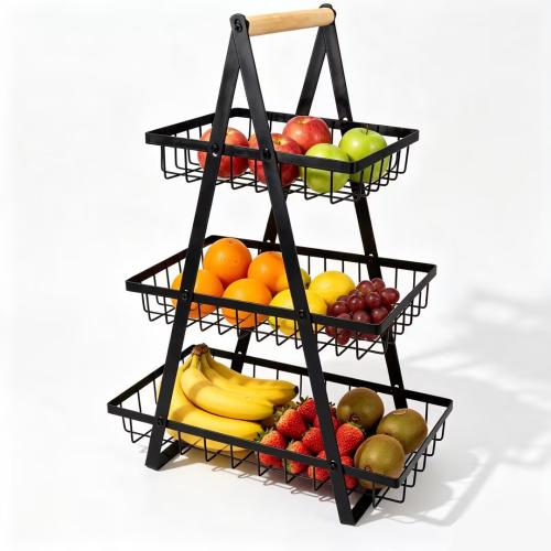 Detachable Wooden Three-layer Fruit Basket Kitchen Snack Storage Rack Organizer
