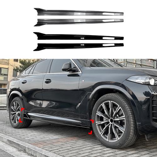 For BMW X6 G06 M Sport 2020-2026 Glossy Black GT Style Side Skirts Extension Kit