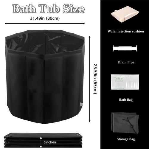 PVC Foldable Bathtub Solid black PC