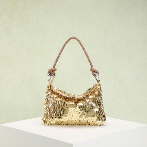 PVC Hobo Bag Shoulder Bag soft surface PU Leather & Sequin gold PC