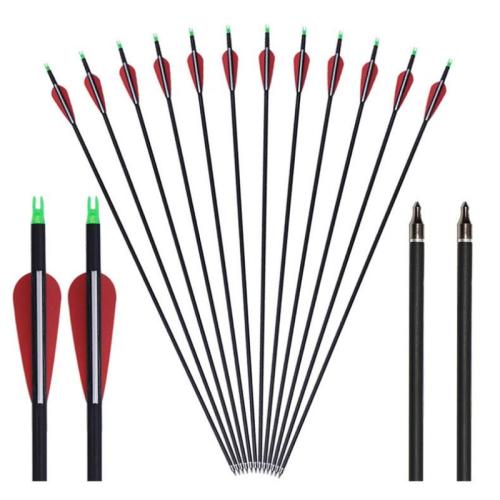 Carbon Fiber & Rubber Arrow, with Aluminum, more colors for choice, 12PCs/Set, Sold By Set