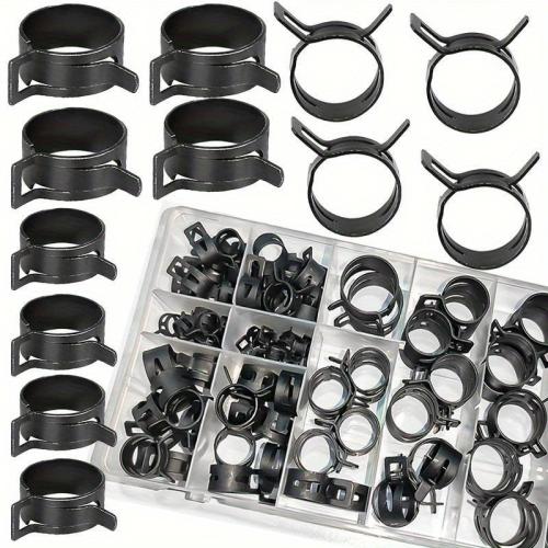 105pcs Black Hose Clamps for Long-Lasting High-Pressure Duty for Securing Fuel Lines