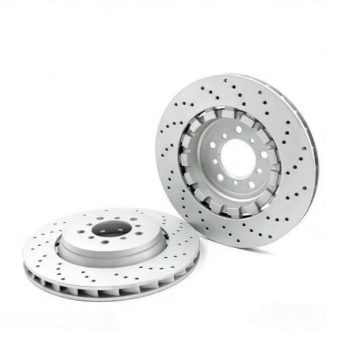 FOR BMW M3 E46 CSL FRONT LEFT RIGHT CROSS DRILLED BRAKE DISCS PAIR 345mm X 28mm