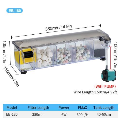 Aquariums Ceramic Filter with Water Pump, US standard Plug