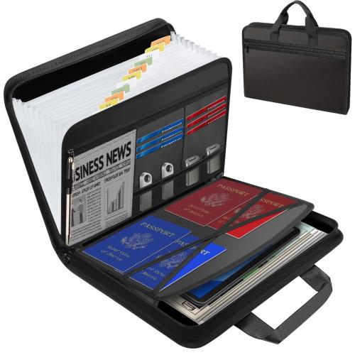 Fiberglass Fire retardant Document Pouch Bag large capacity & portable & transparent Solid black PC