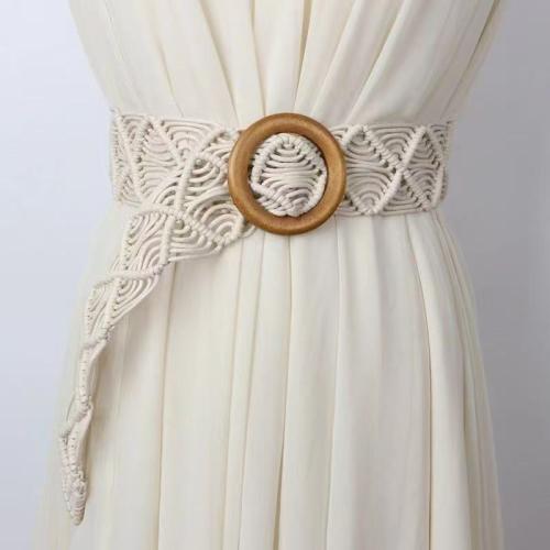 Cotton Fashion Belt adjustable & hollow Wood PC