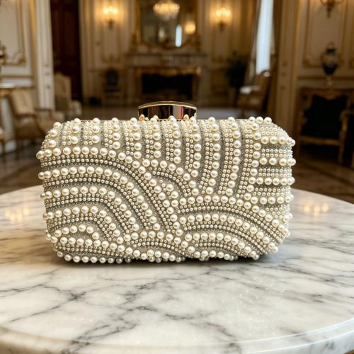 Poliéster Bolso de embrague,  Perla de plástico, más colores para elegir,  trozo