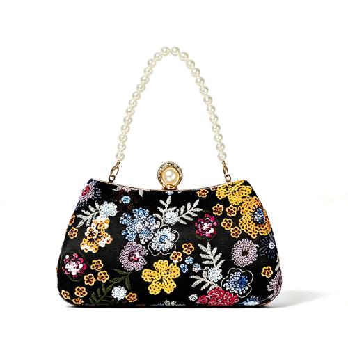CLORURO DE POLIVINILO & Poliéster Bolso de embrague, Perla de plástico, más colores para elegir, trozo