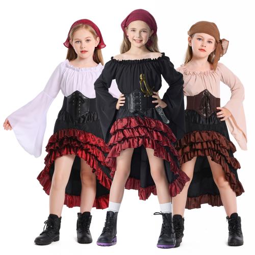 Polyester Kinderen Piraat Kostuum Hoofdband & interlock band & Rok & Boven meer kleuren naar keuze Instellen