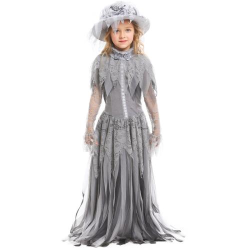 Diverse Fleece & Gaas Kinderen Prinses Kostuum Kant Jurk & Hsa Grijs Instellen