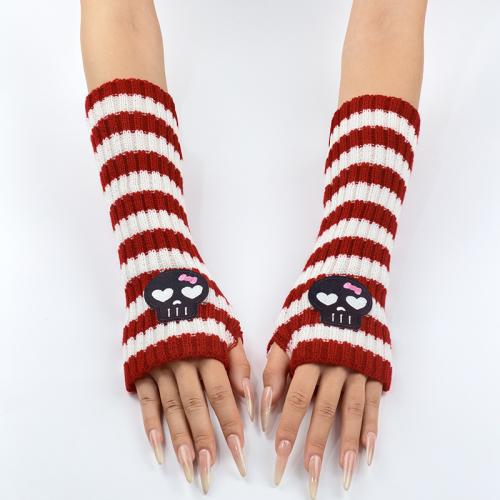 Acrylic hand protecting & Outdoor Women Long Half Finger Glove, thermal & different design for choice & breathable, knitted, more colors for choice, :,  Pair