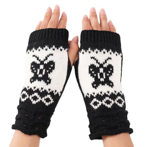 Acryl Vrouwen half vinger handschoen Gebreide vlinderpatroon meer kleuren naar keuze Paar