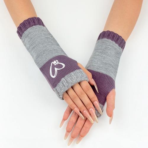 Acryl Vrouwen half vinger handschoen Gebreide hartpatroon meer kleuren naar keuze : Paar