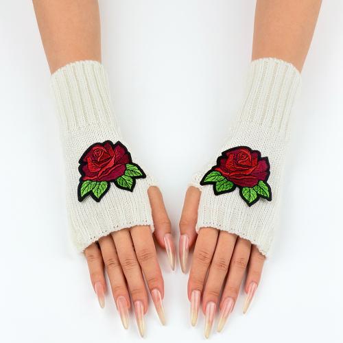 Acryl Vrouwen half vinger handschoen Bloemen meer kleuren naar keuze : Paar