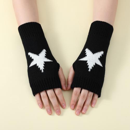 Acryl Vrouwen half vinger handschoen Gebreide sterpatroon meer kleuren naar keuze : Paar