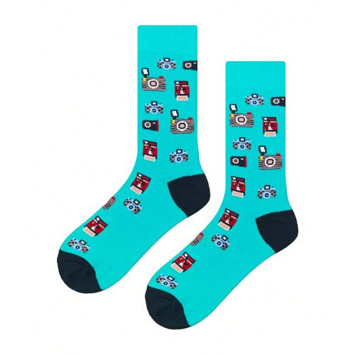 Polyester en katoen Mannen Enkel Sock Afgedrukt Cartoon Blauwe Paar
