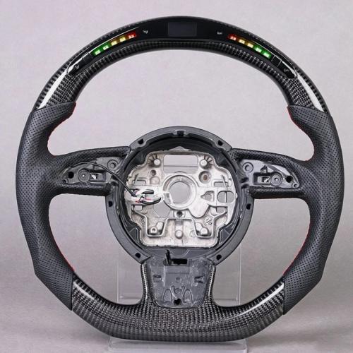 Real Carbon Fiber LED Perforated Steering Wheel For Audi A1 A6 A7 S6 S7 15-18