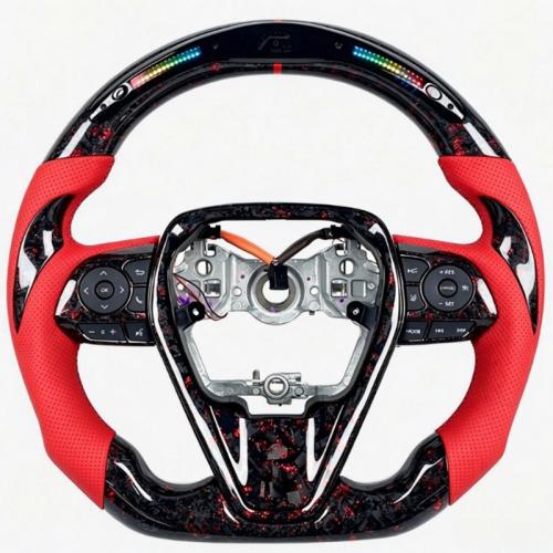 LED Forged Carbon fiber Steering Wheel For Toyota Camry 8th Avalon RAV4 2018-24