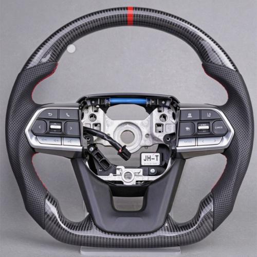Real Carbon Fiber Steering Wheel with Trim For 2010+ Toyota Land Cruiser Camry