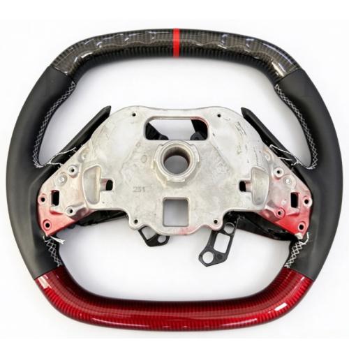 For Corvette C8 Z06 Z51 2020+ Custom Real Carbon Fiber Leather Steering Wheel