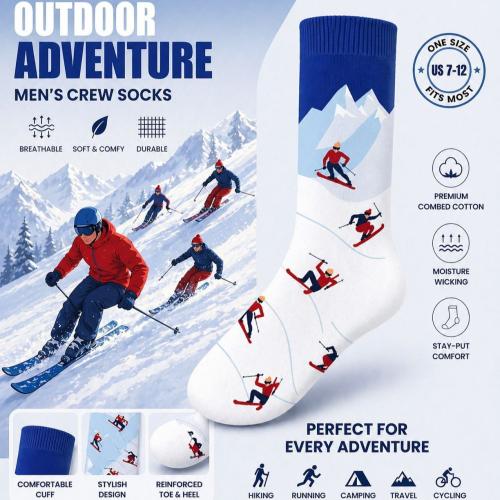 Polyester en katoen Mannen Enkel Sock Jacquard blauw en wit :37-46 Paar