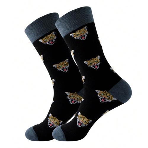 Polyester en katoen Mannen Enkel Sock Jacquard dierenprints Zwarte :37-46 Paar