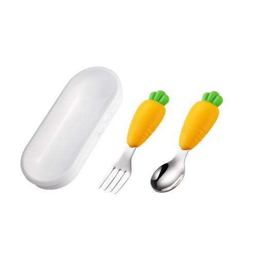 304 Acier inoxydable & Silicone Ensemble de couverts pour enfants pièce