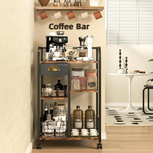 Houten & Carbon Staal Opslagrek Brown stuk